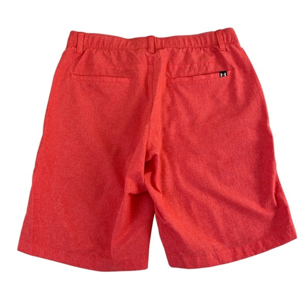 Under Armour HeatGear Golf Shorts Men Size 34 Coral Zip Pocket Preppy Athleisure - Picture 2 of 9